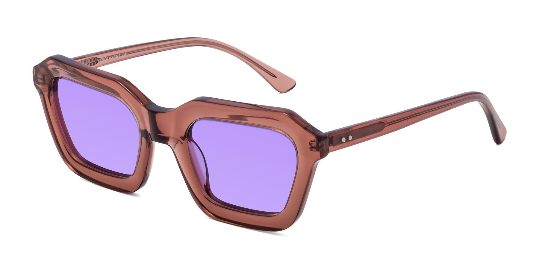 Angle of George in Brown with Medium Purple Tinted Lenses