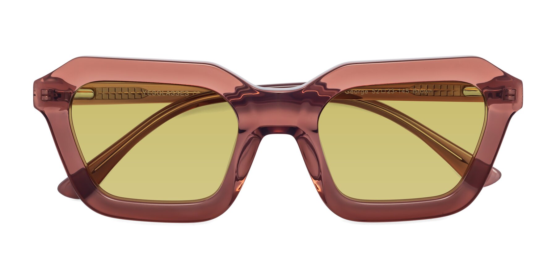 Folded Front of George in Brown with Medium Champagne Tinted Lenses