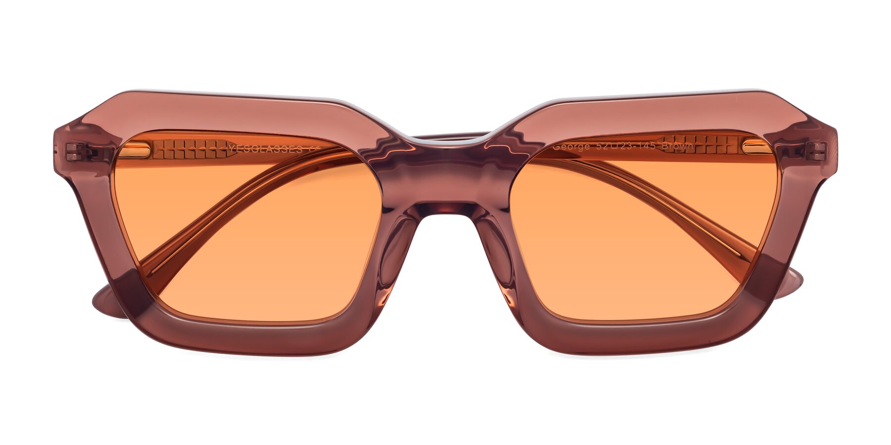 Folded Front of George in Brown with Medium Orange Tinted Lenses