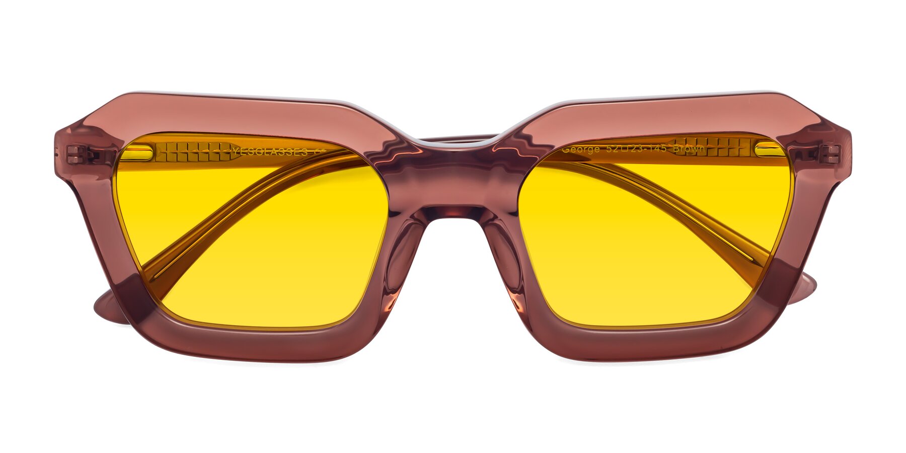 Folded Front of George in Brown with Yellow Tinted Lenses
