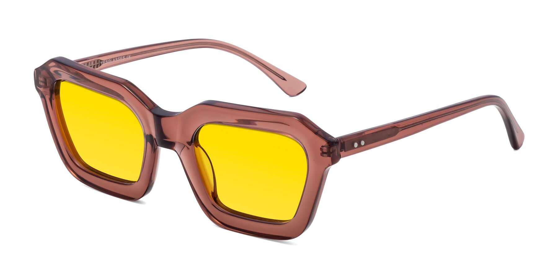 Angle of George in Brown with Yellow Tinted Lenses