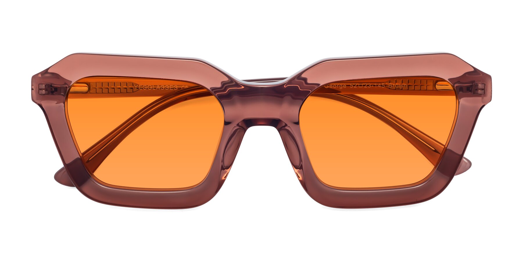 Folded Front of George in Brown with Orange Tinted Lenses