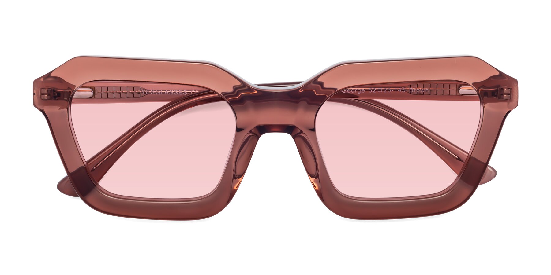 Folded Front of George in Brown with Light Garnet Tinted Lenses