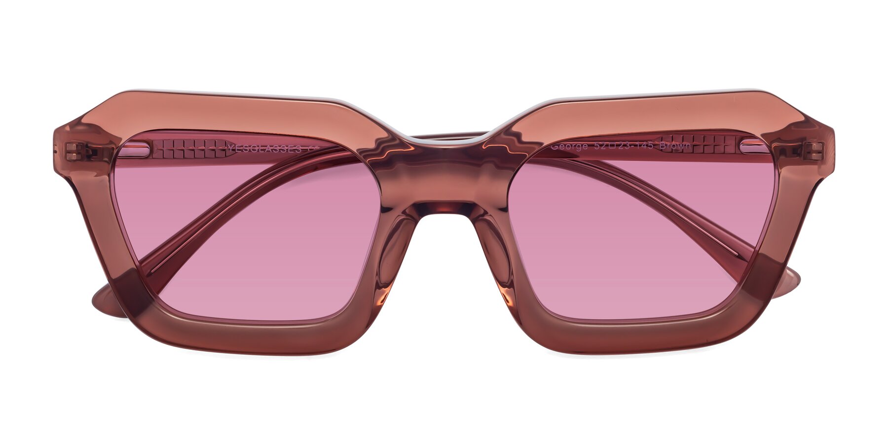 Folded Front of George in Brown with Medium Wine Tinted Lenses