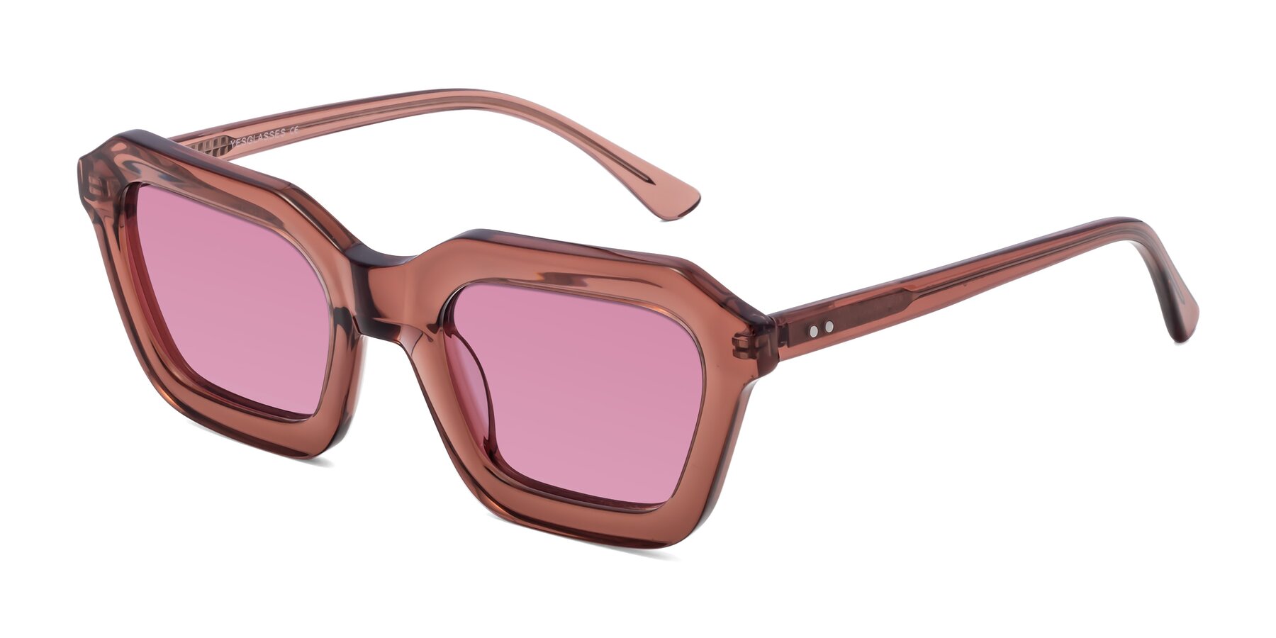 Angle of George in Brown with Medium Wine Tinted Lenses