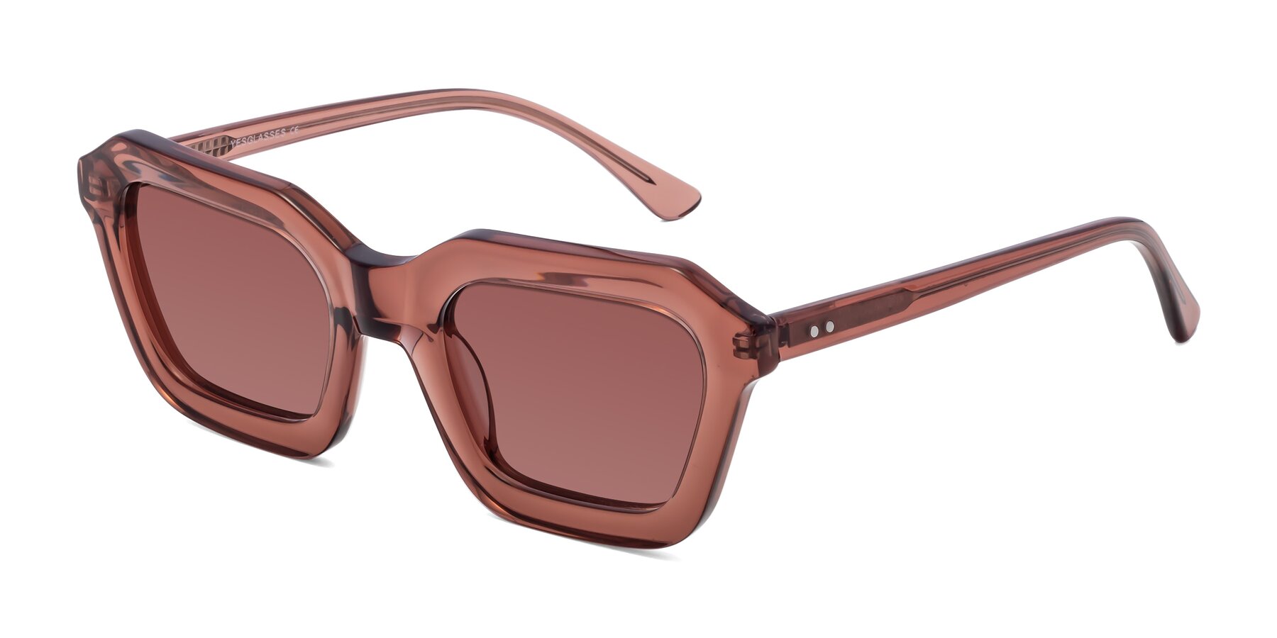 Angle of George in Brown with Garnet Tinted Lenses