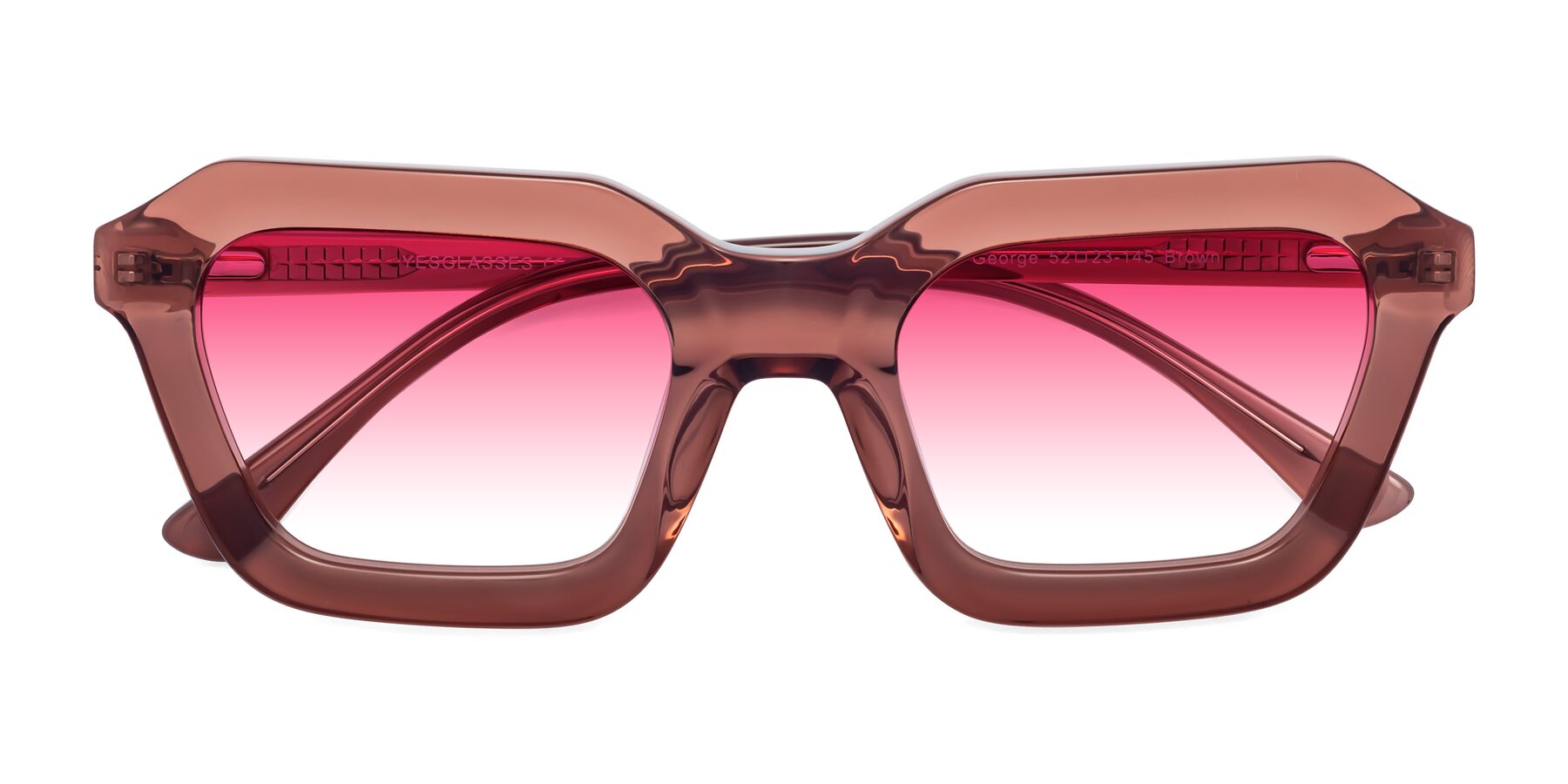 Folded Front of George in Brown with Pink Gradient Lenses