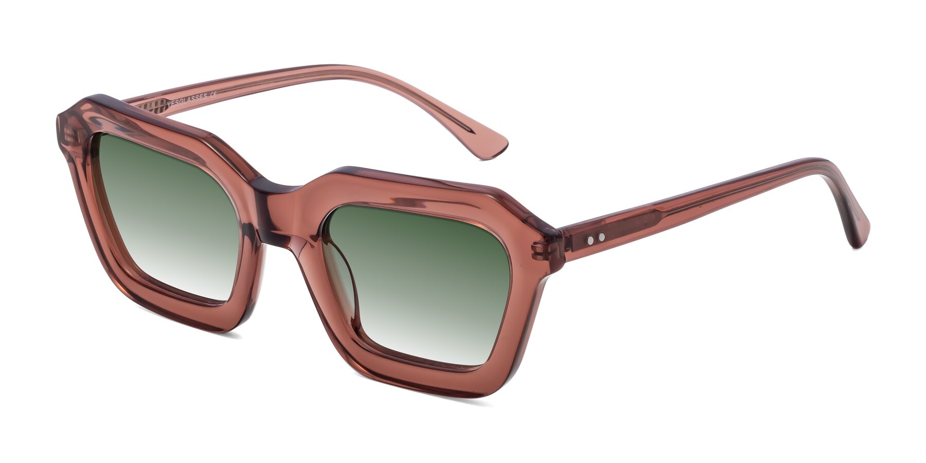 Angle of George in Brown with Green Gradient Lenses