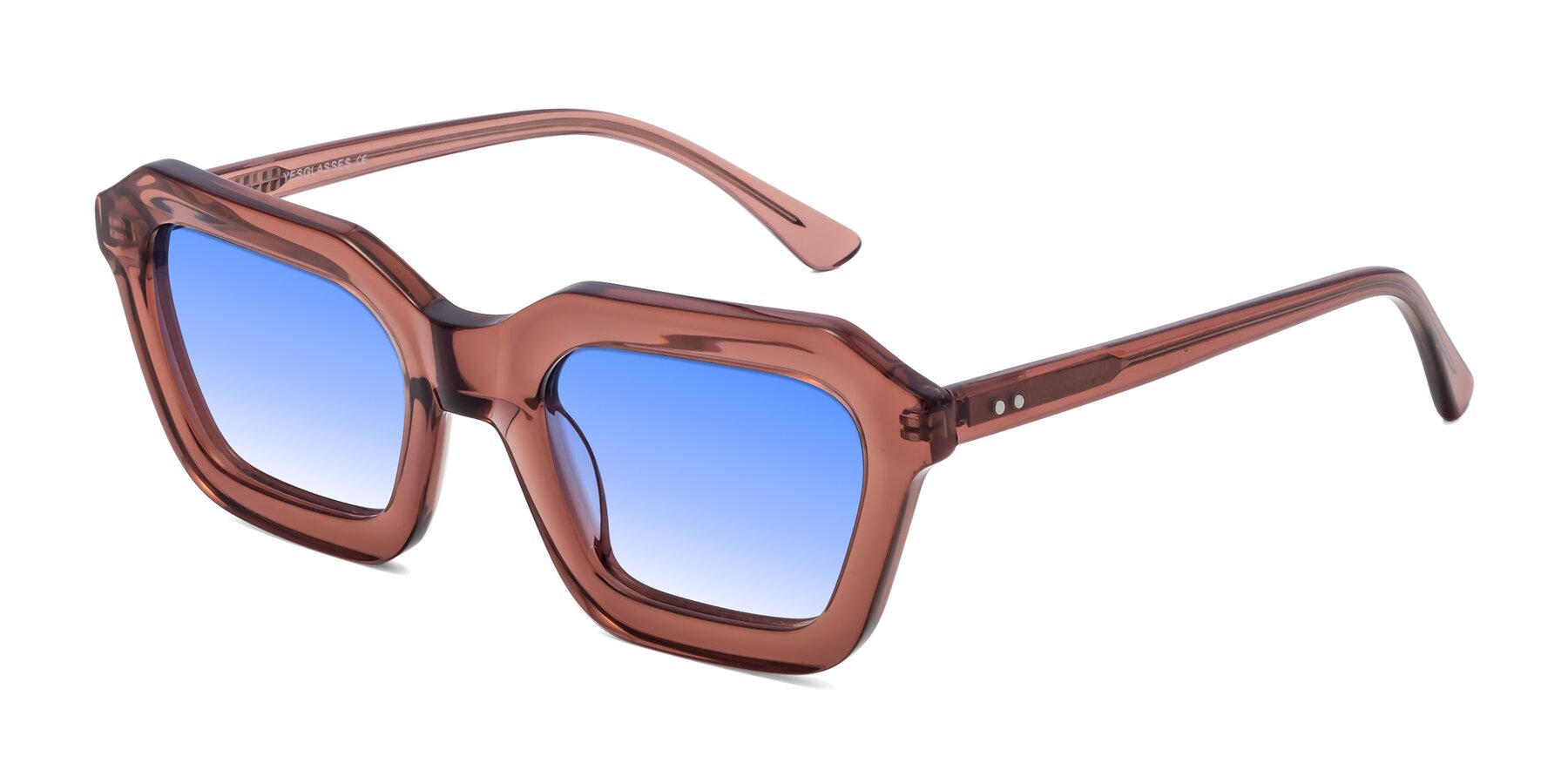 Angle of George in Brown with Blue Gradient Lenses