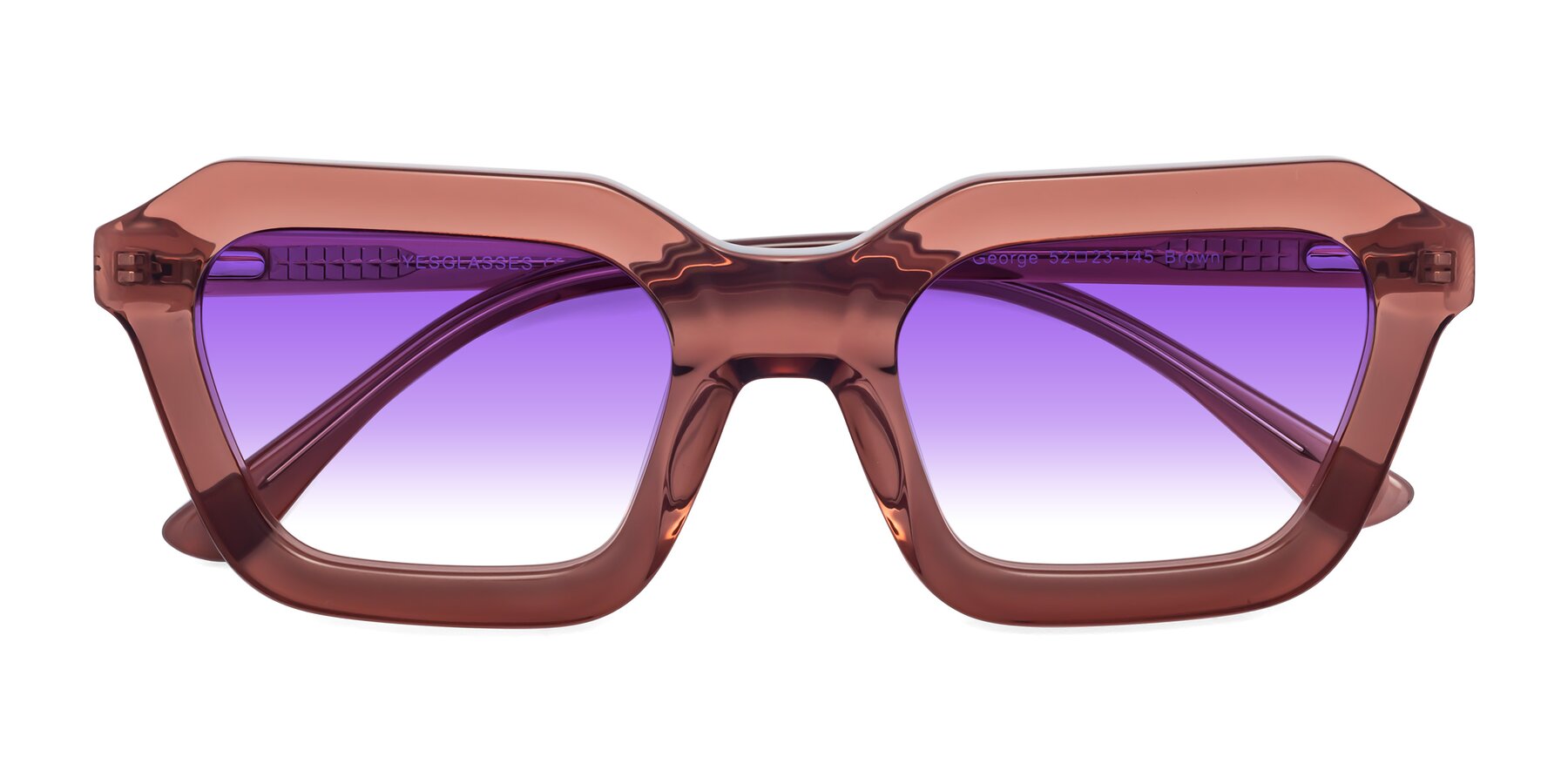 Folded Front of George in Brown with Purple Gradient Lenses