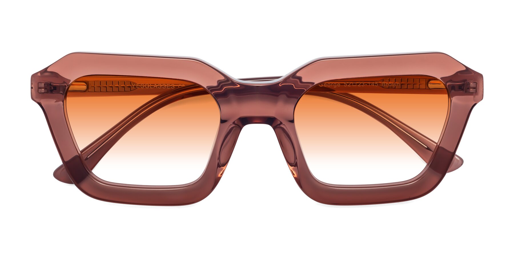 Folded Front of George in Brown with Orange Gradient Lenses