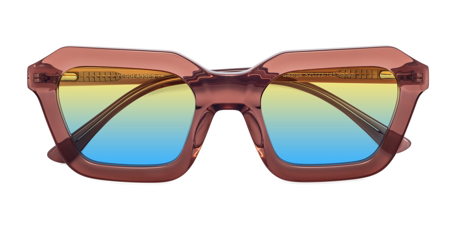 Folded Front of George in Brown with Yellow / Blue Gradient Lenses