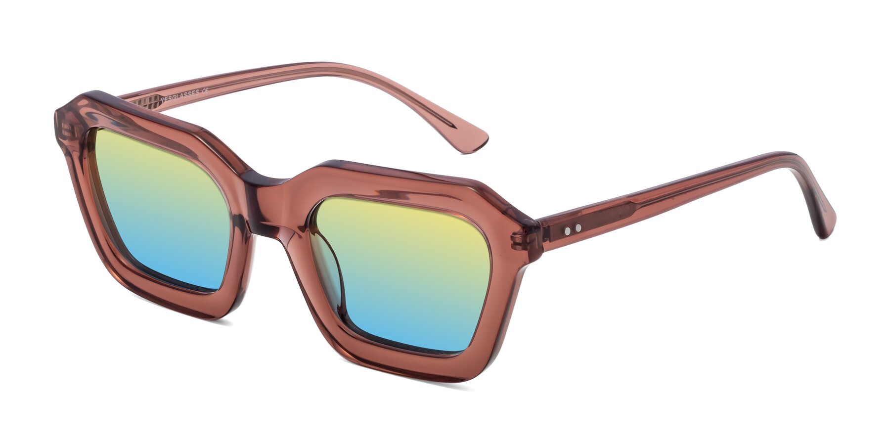 Angle of George in Brown with Yellow / Blue Gradient Lenses