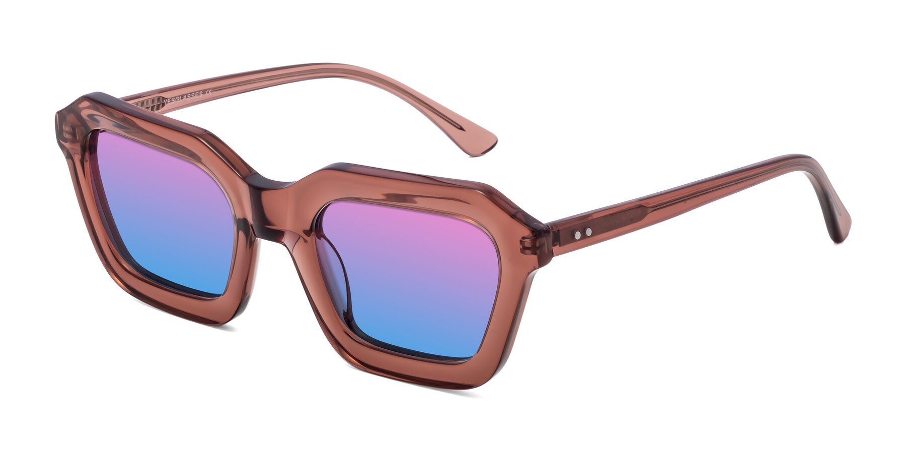 Angle of George in Brown with Pink / Blue Gradient Lenses