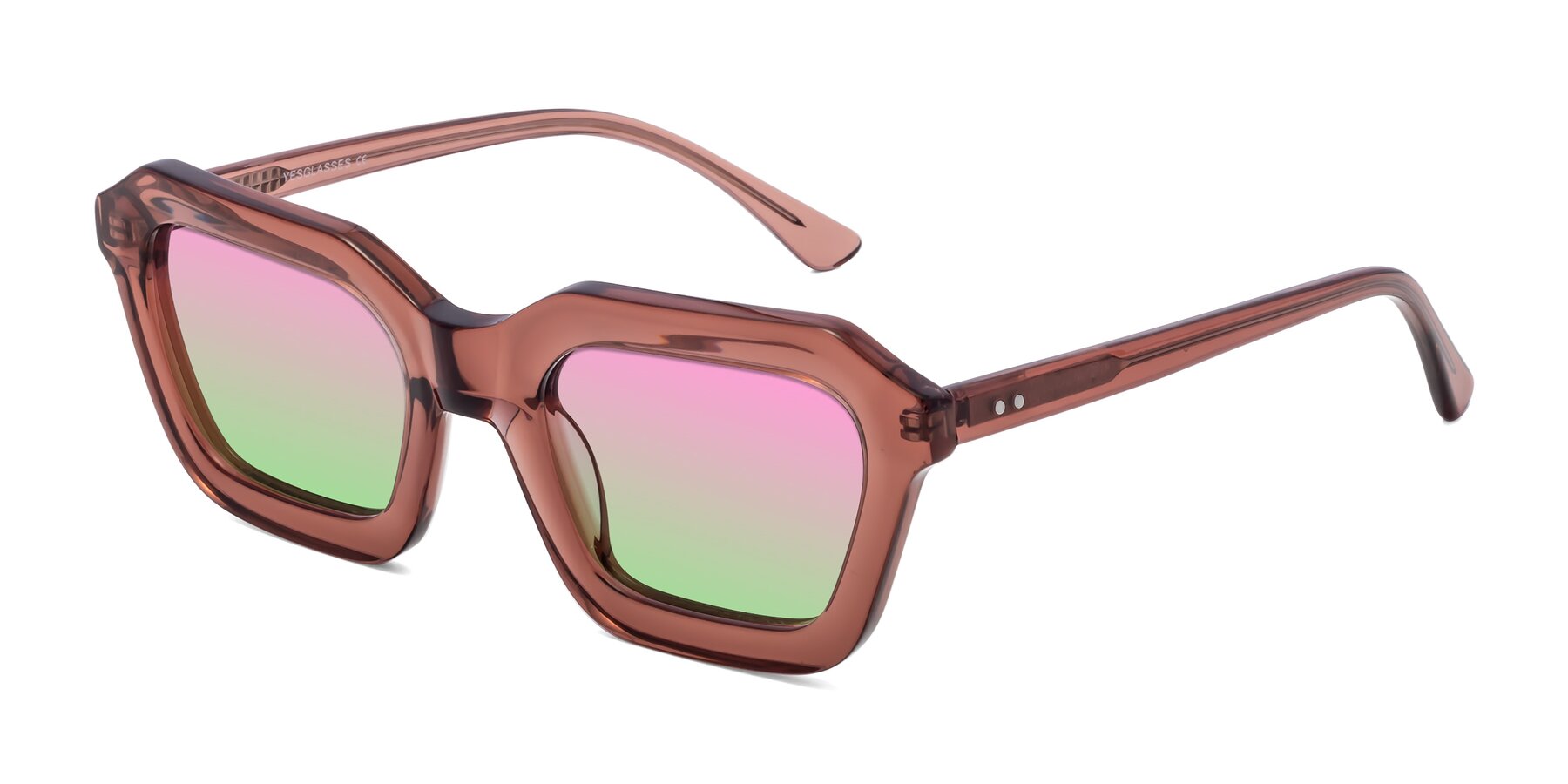 Angle of George in Brown with Pink / Green Gradient Lenses
