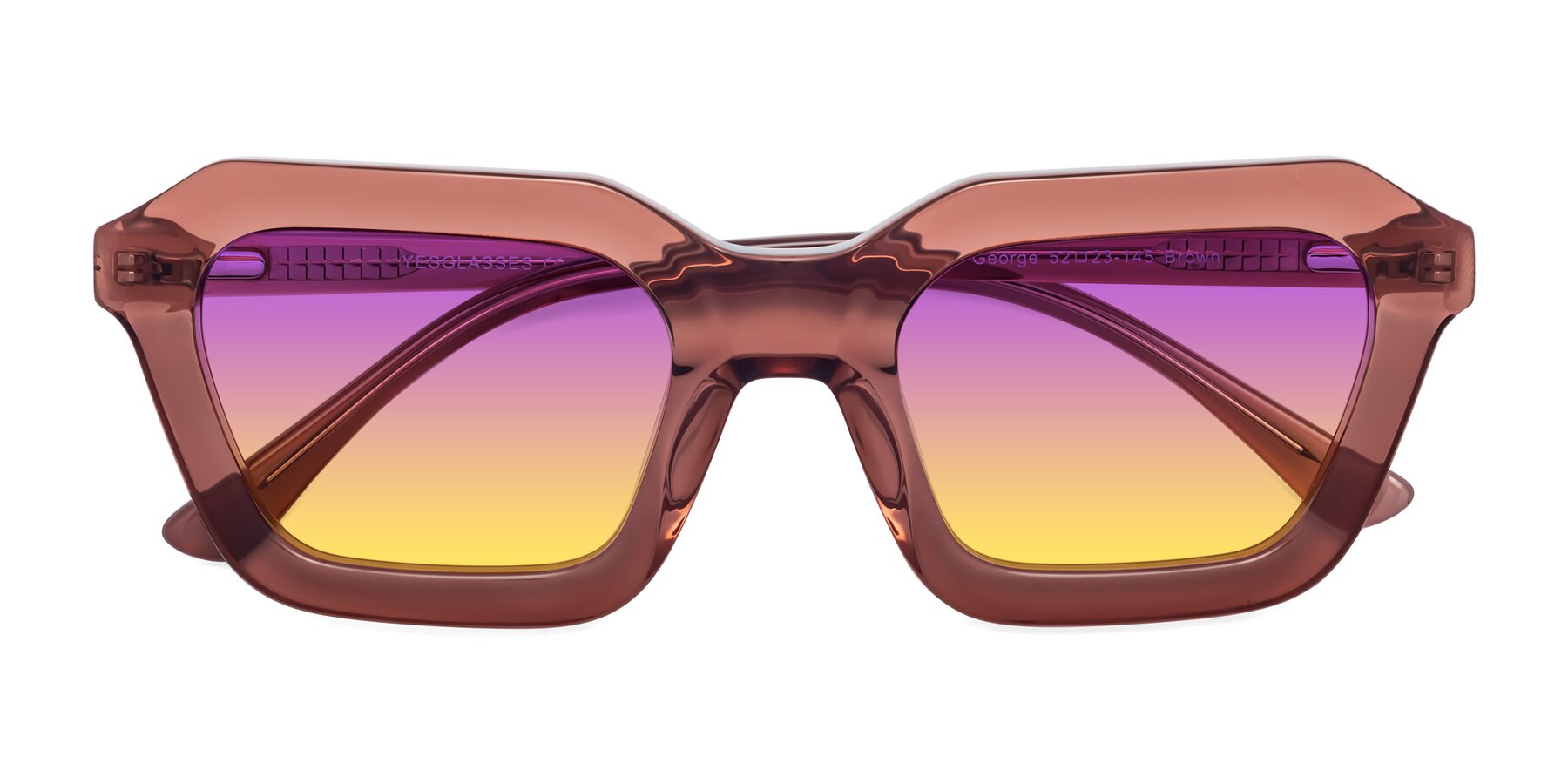 Folded Front of George in Brown with Purple / Yellow Gradient Lenses