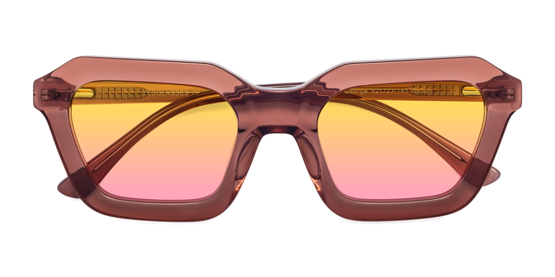 Folded Front of George in Brown with Yellow / Pink Gradient Lenses