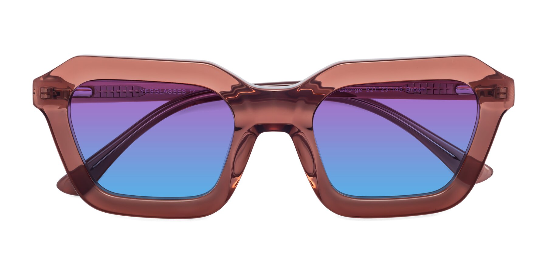 Folded Front of George in Brown with Purple / Blue Gradient Lenses