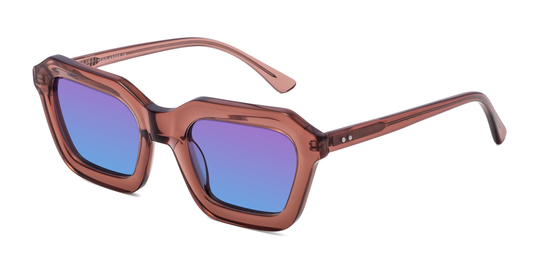 Angle of George in Brown with Purple / Blue Gradient Lenses