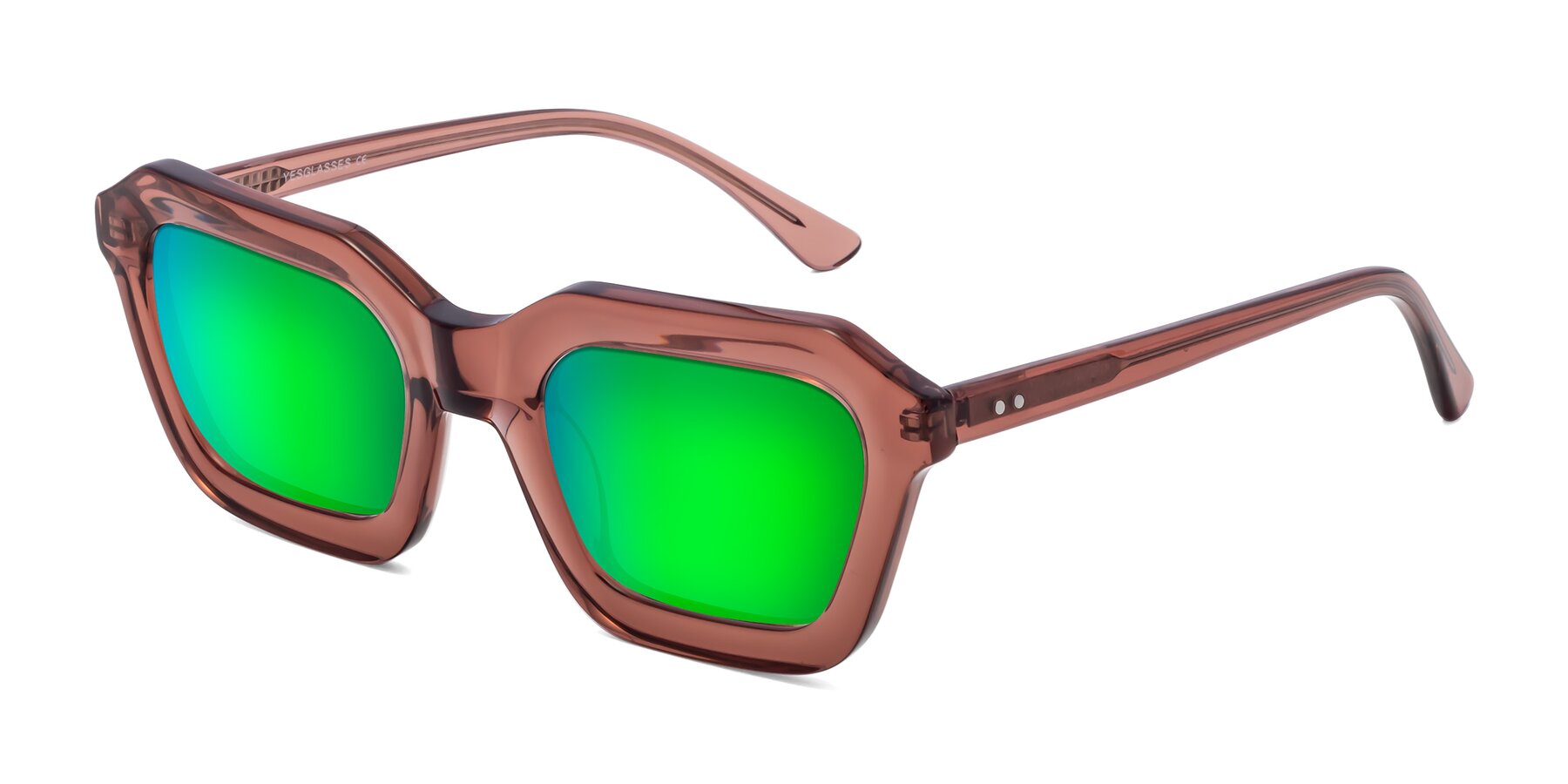 Angle of George in Brown with Green Mirrored Lenses