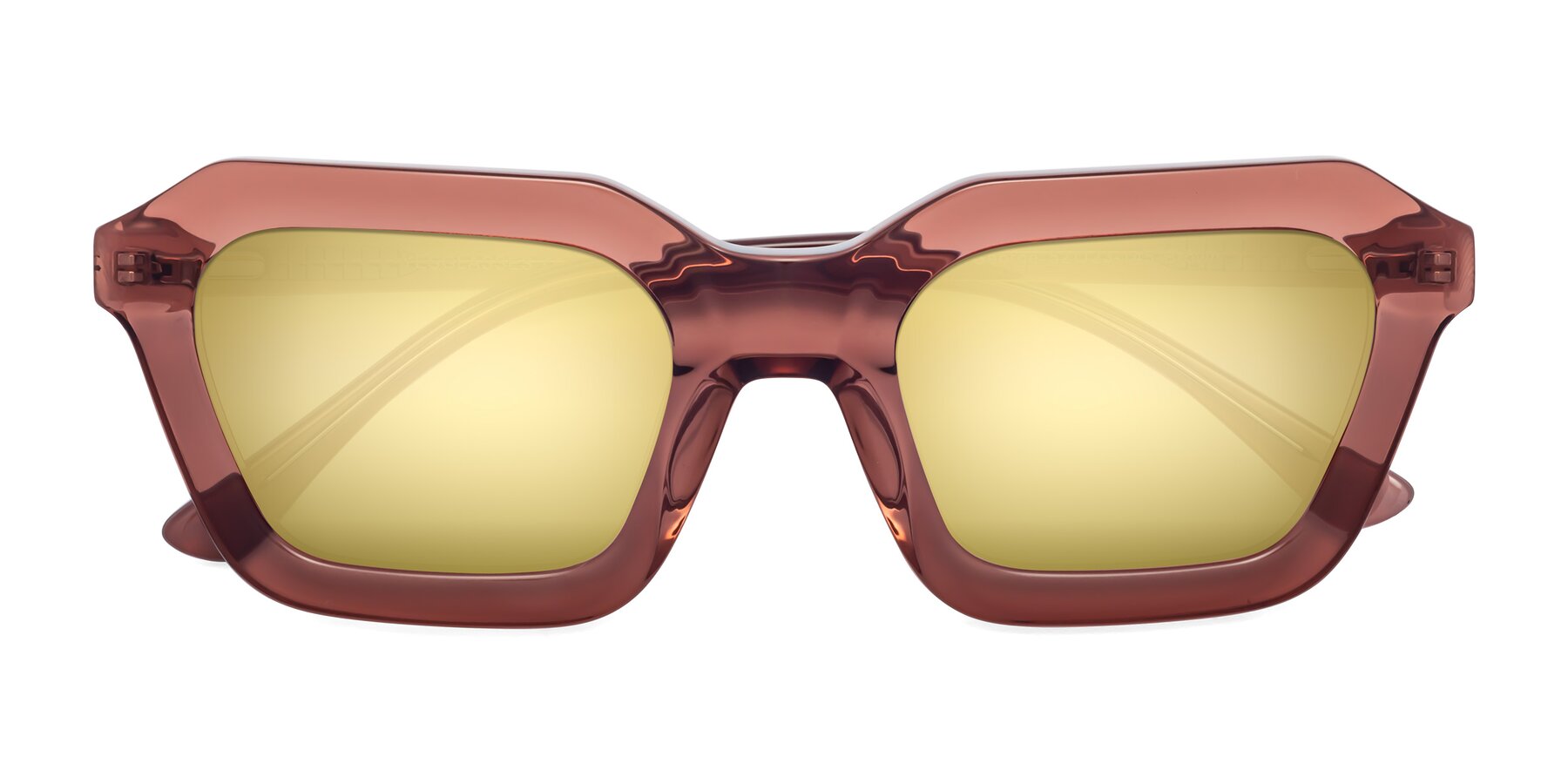 Folded Front of George in Brown with Gold Mirrored Lenses