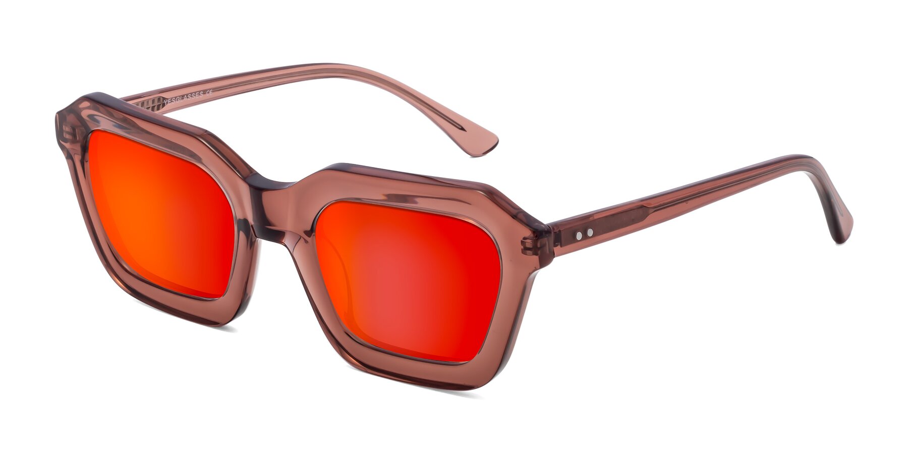 Angle of George in Brown with Red Gold Mirrored Lenses