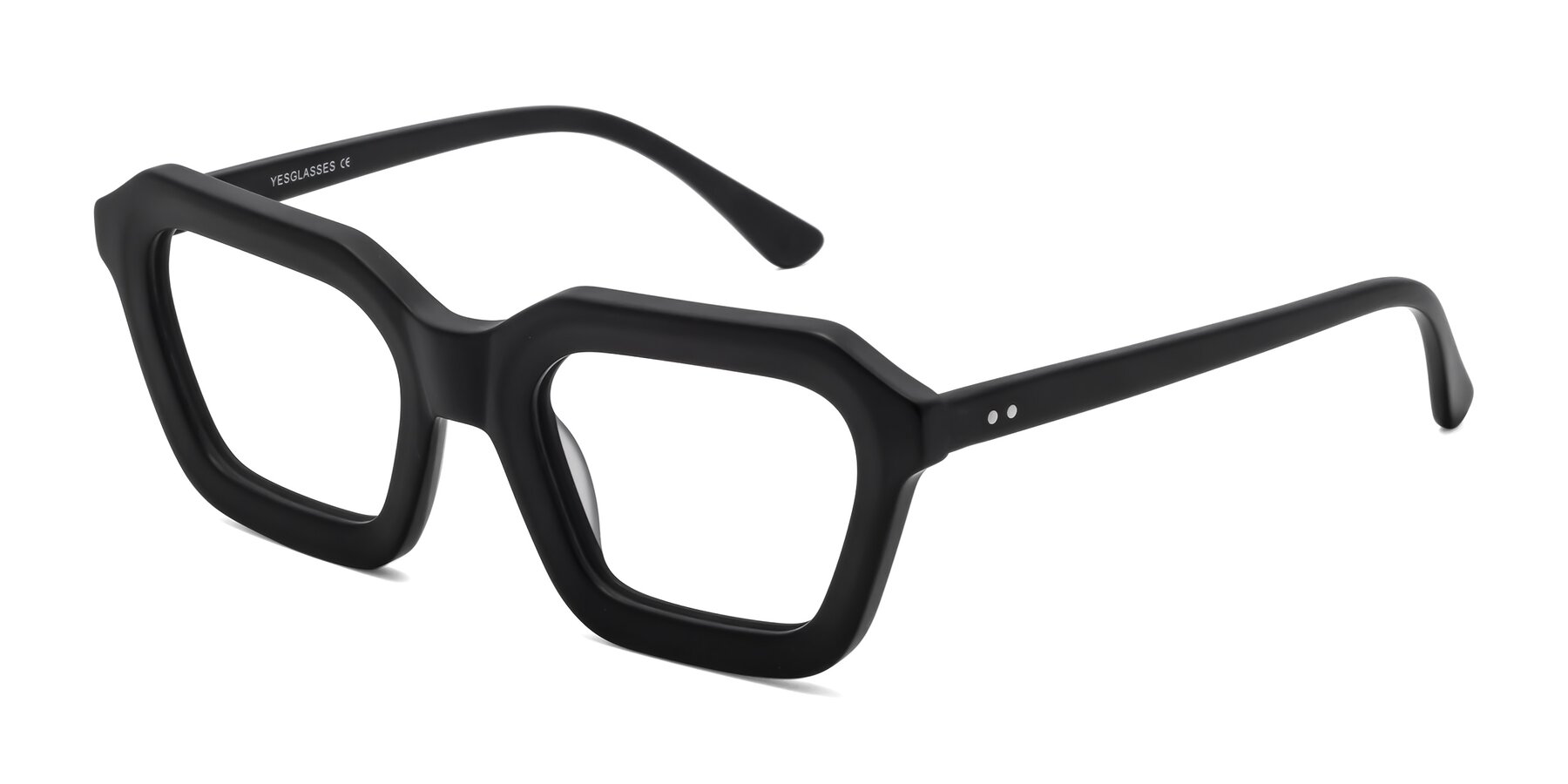 Angle of George in Matte Black with Clear Reading Eyeglass Lenses