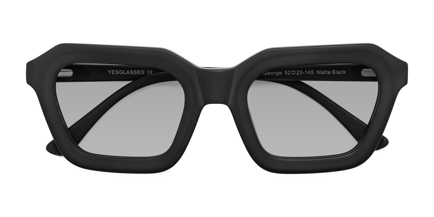 Folded Front of George in Matte Black with Light Gray Tinted Lenses