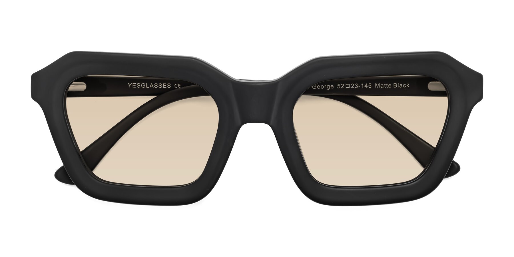 Folded Front of George in Matte Black with Light Brown Tinted Lenses