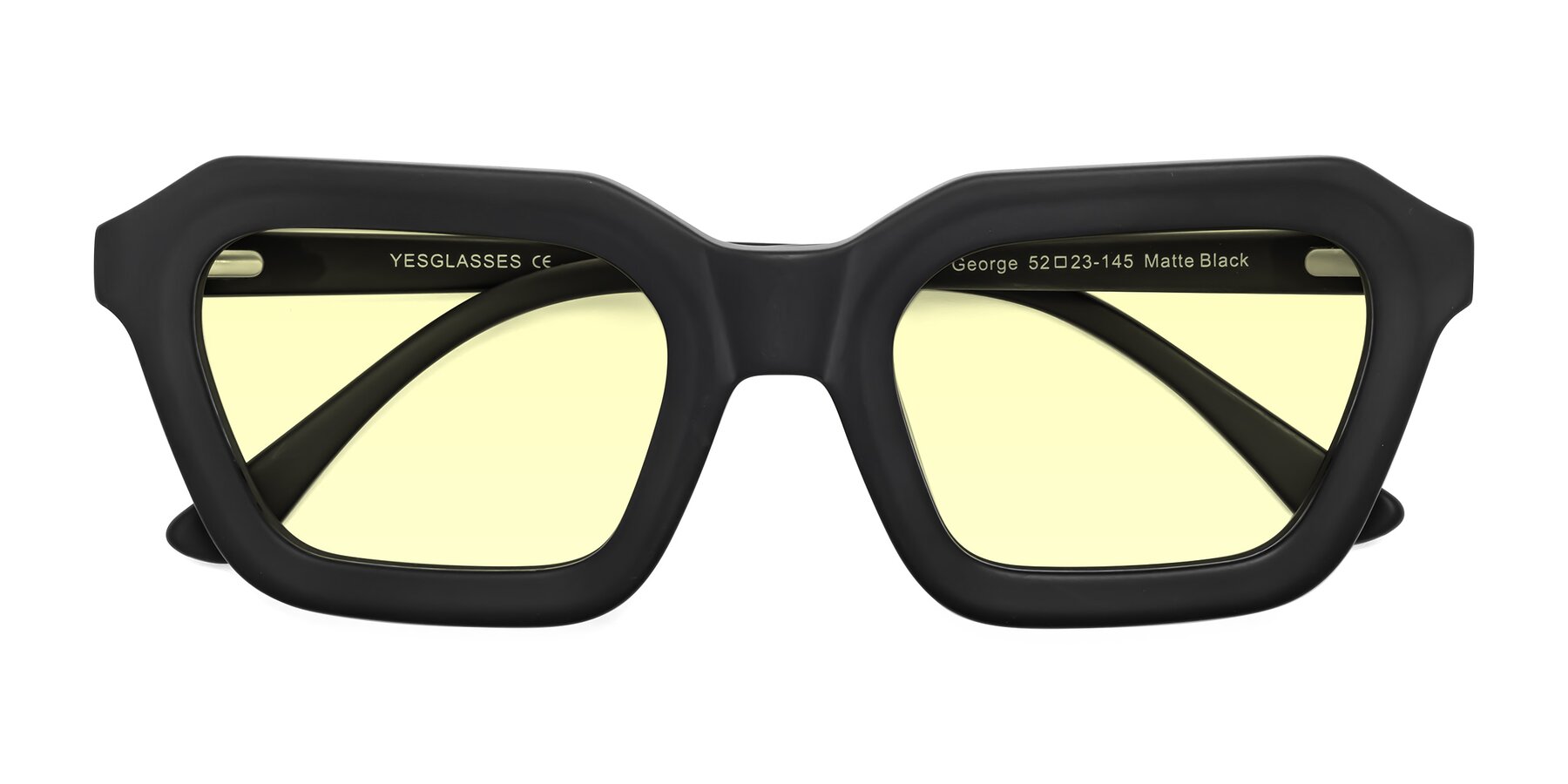 Folded Front of George in Matte Black with Light Yellow Tinted Lenses