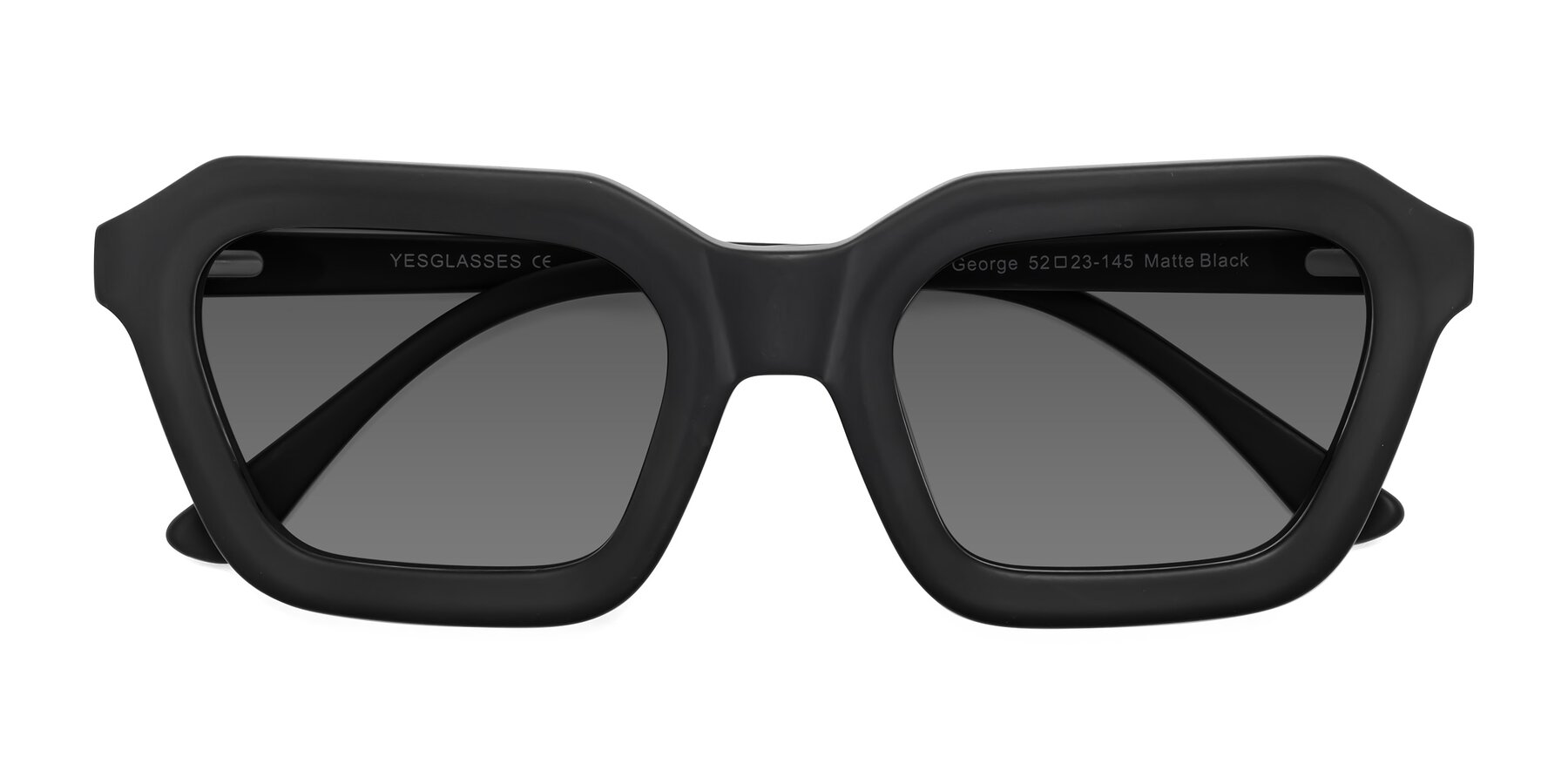 Folded Front of George in Matte Black with Medium Gray Tinted Lenses