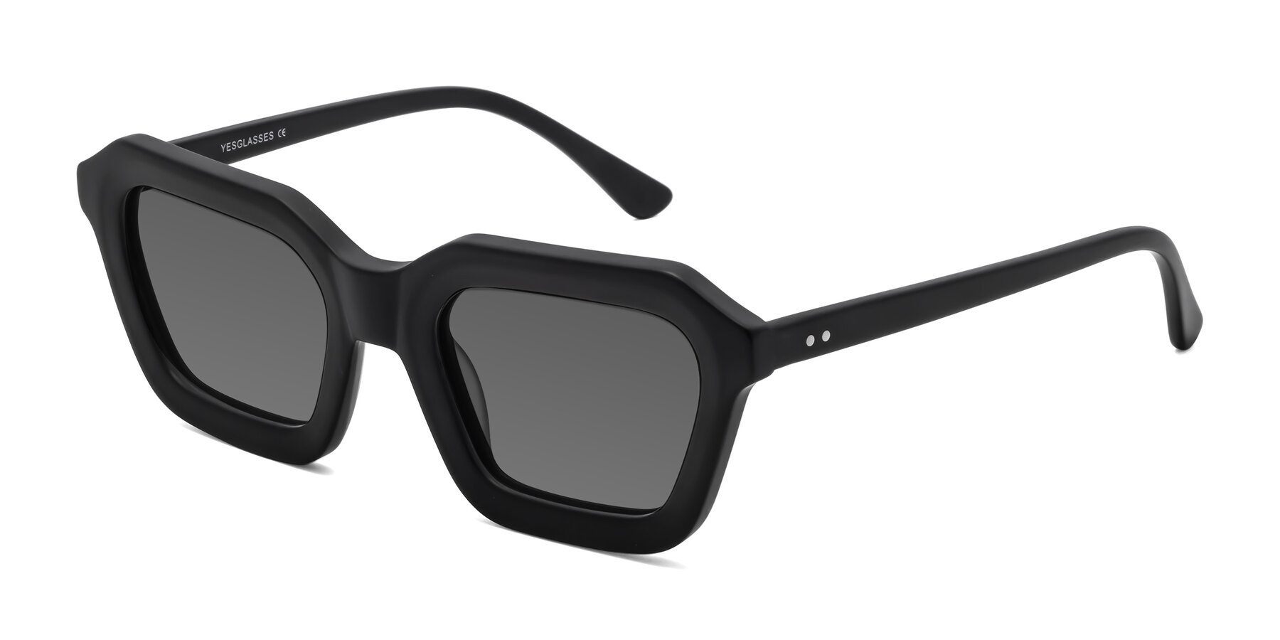 Angle of George in Matte Black with Medium Gray Tinted Lenses