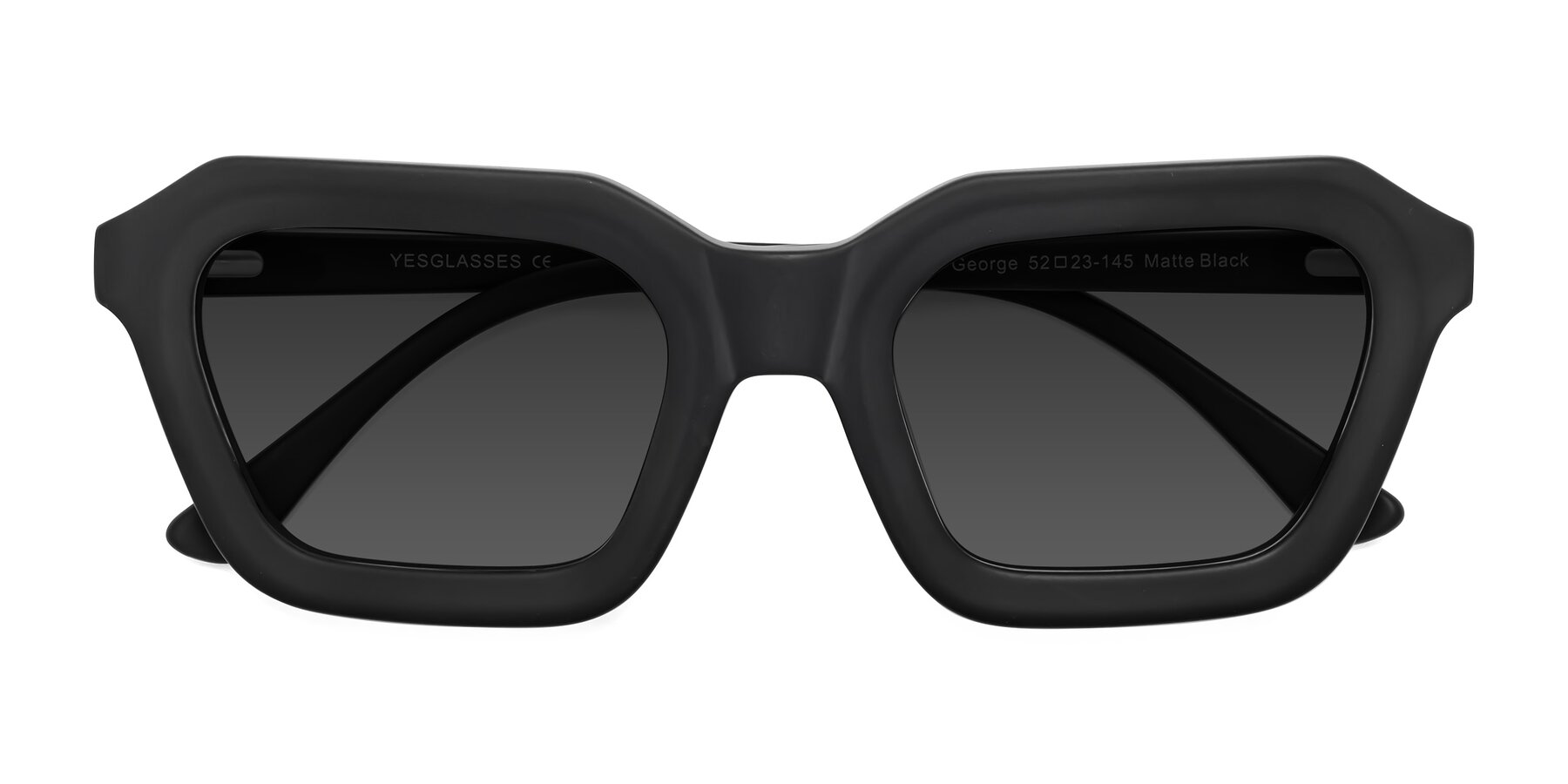 Folded Front of George in Matte Black with Gray Tinted Lenses