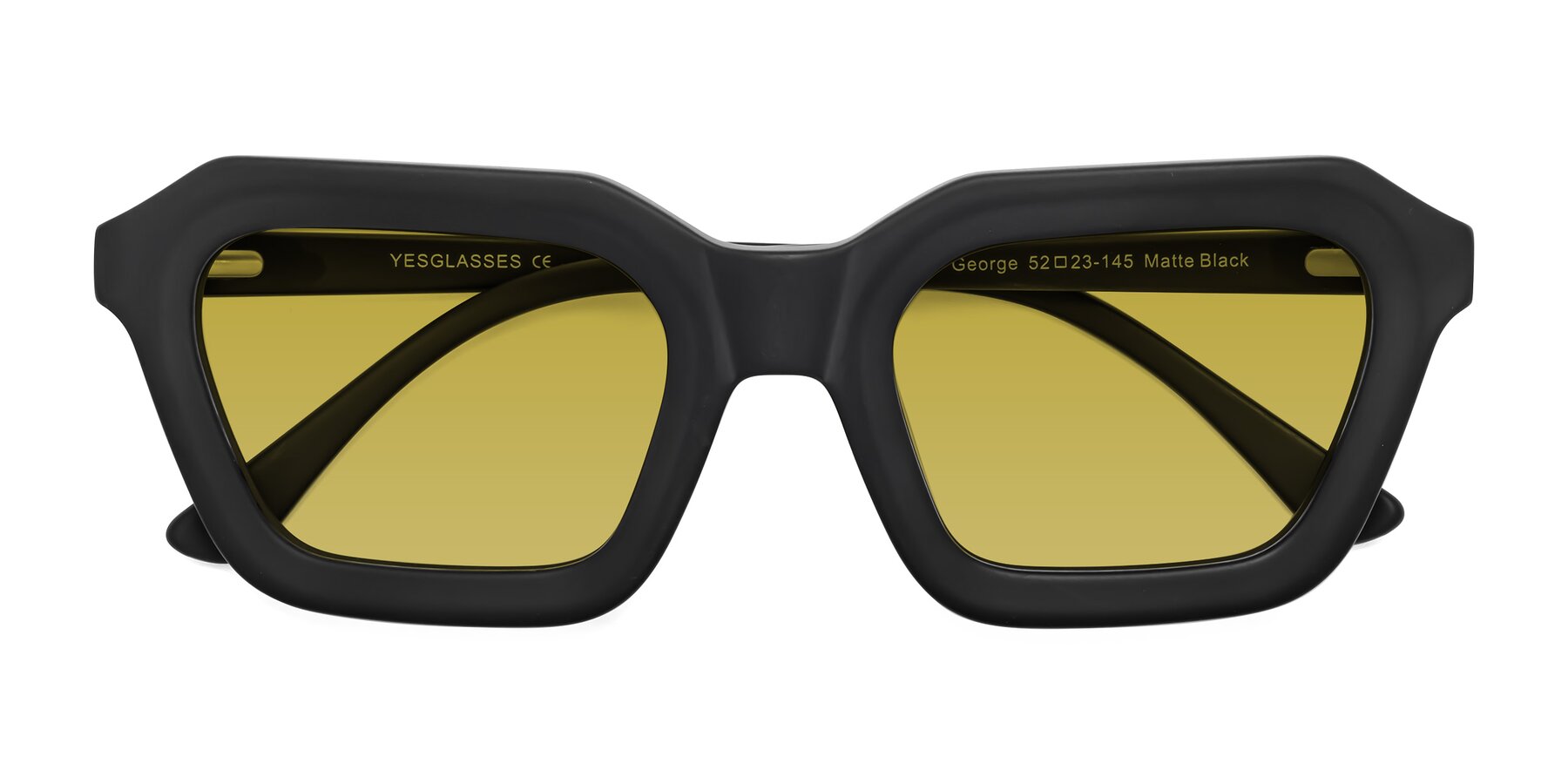 Folded Front of George in Matte Black with Champagne Tinted Lenses