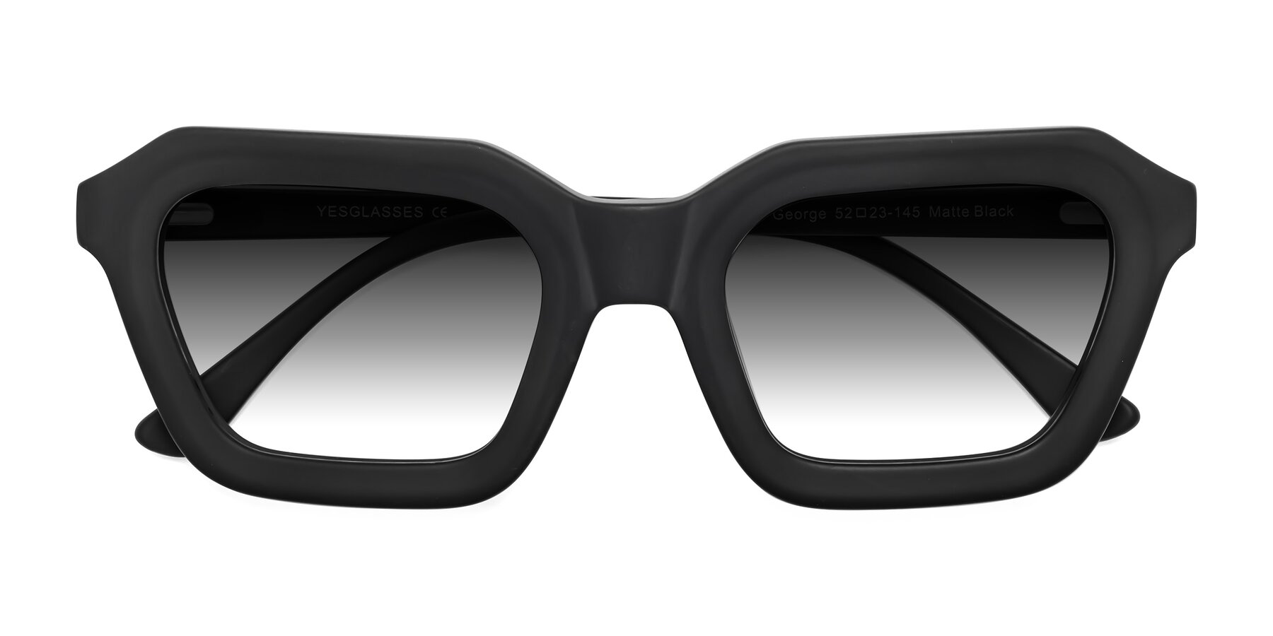 Folded Front of George in Matte Black with Gray Gradient Lenses