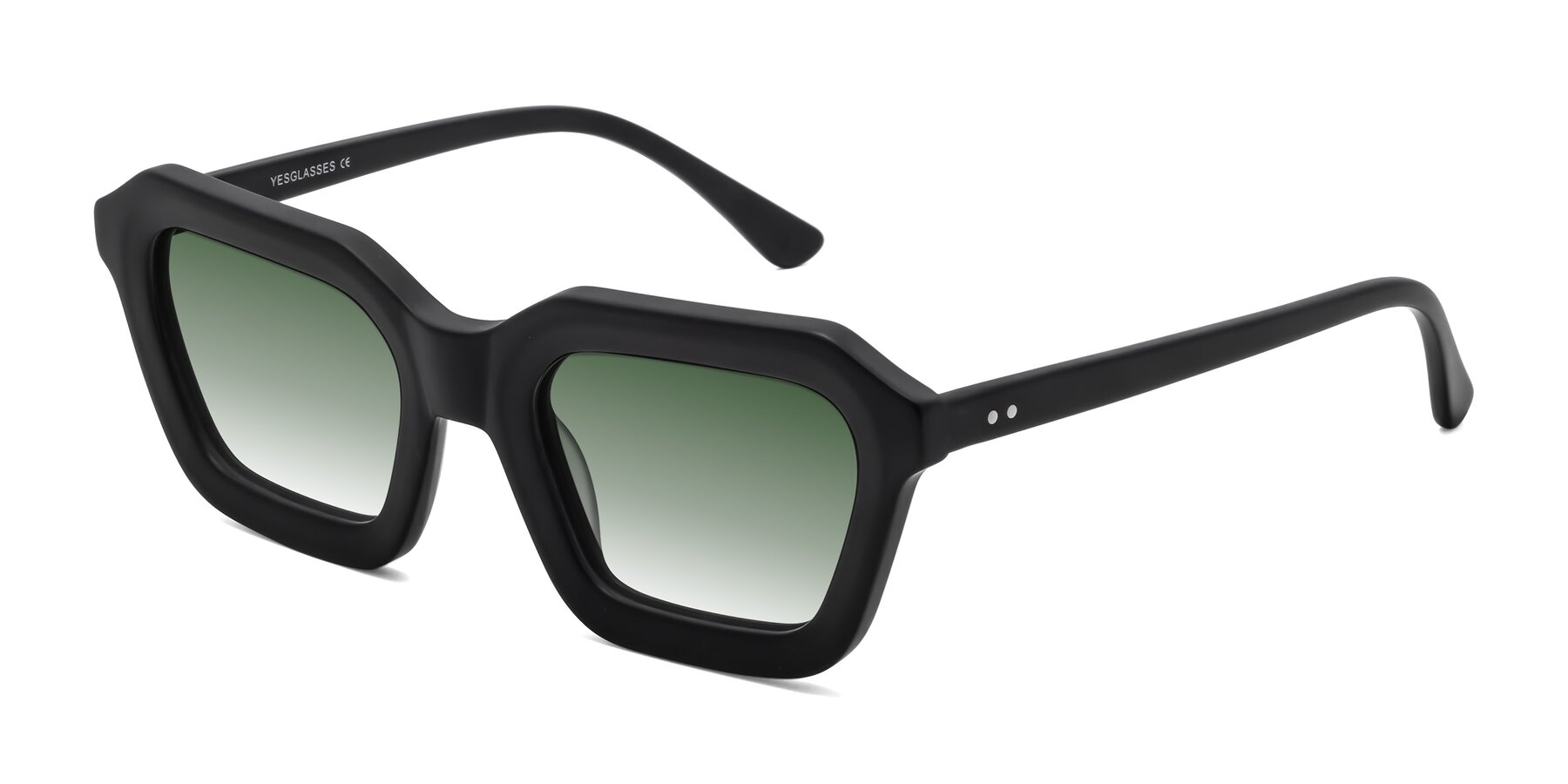 Angle of George in Matte Black with Green Gradient Lenses