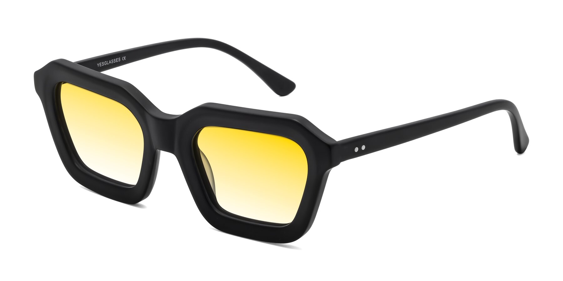 Angle of George in Matte Black with Yellow Gradient Lenses