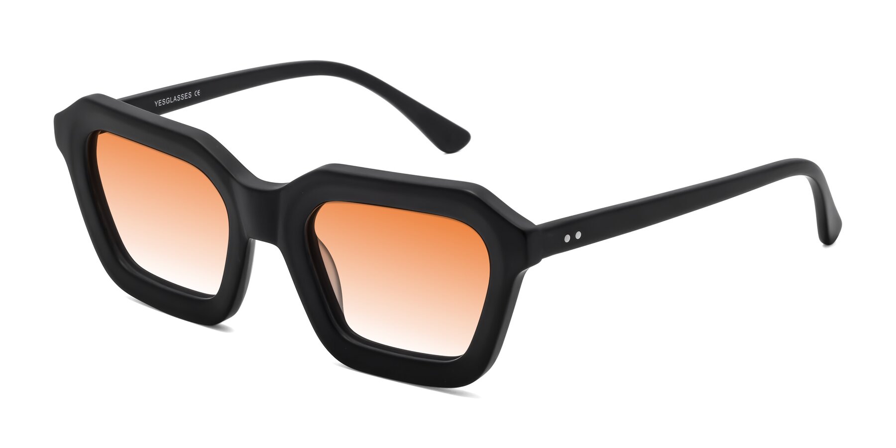 Angle of George in Matte Black with Orange Gradient Lenses