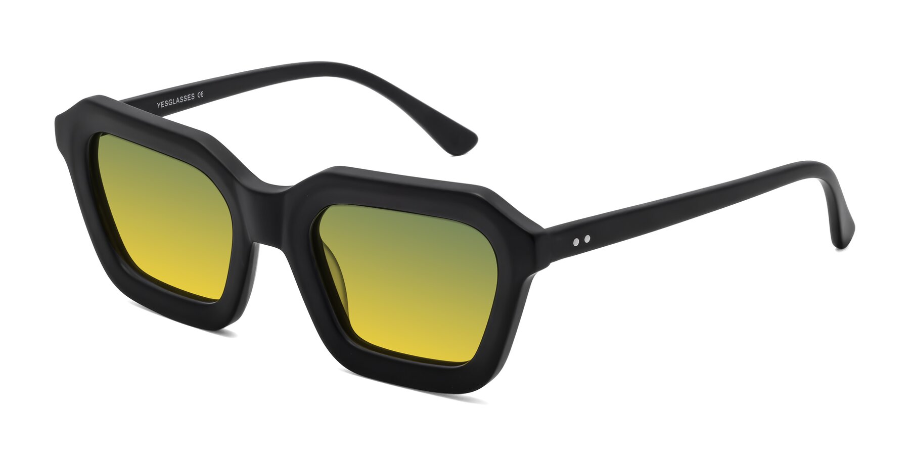 Angle of George in Matte Black with Green / Yellow Gradient Lenses