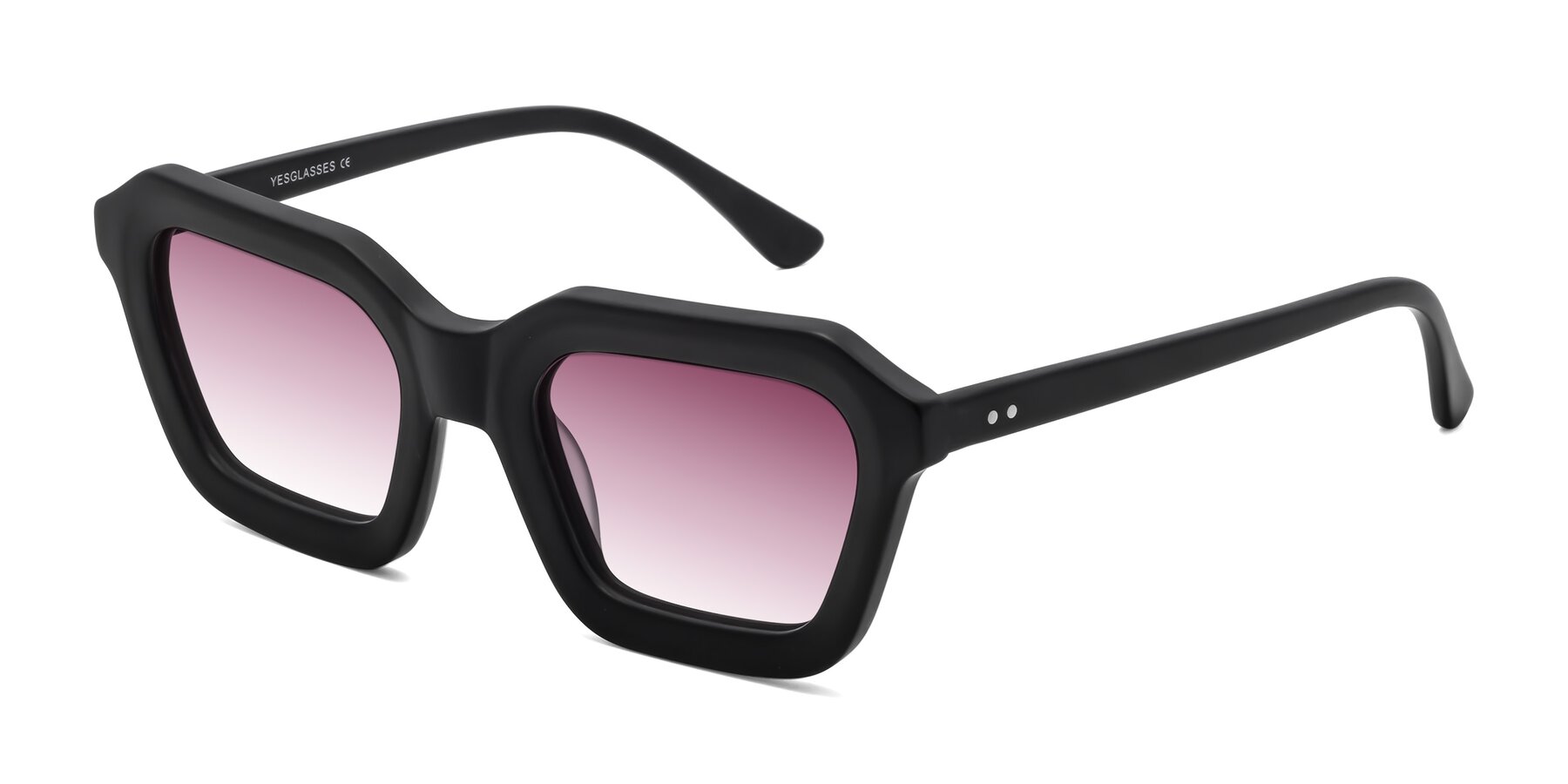 Angle of George in Matte Black with Wine Gradient Lenses