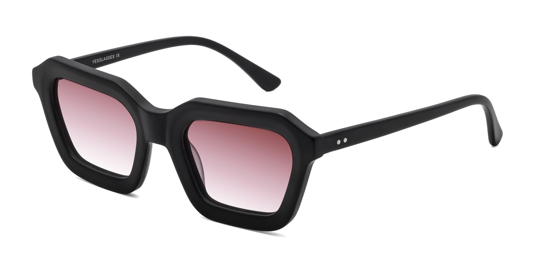 Angle of George in Matte Black with Garnet Gradient Lenses