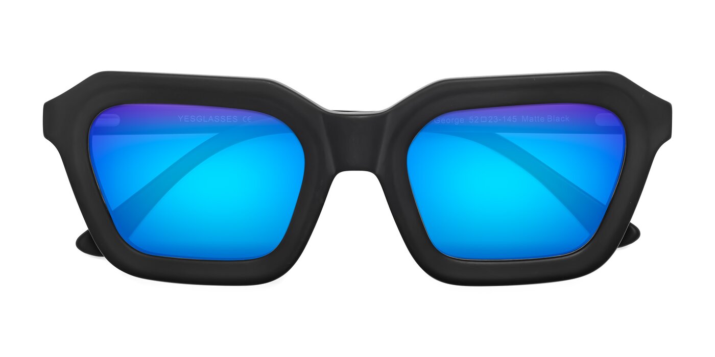 George - Matte Black Flash Mirrored Sunglasses