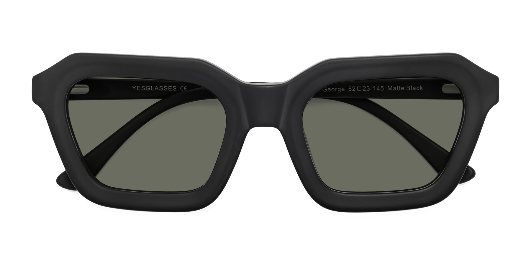 Folded Front of George in Matte Black with Gray Polarized Lenses