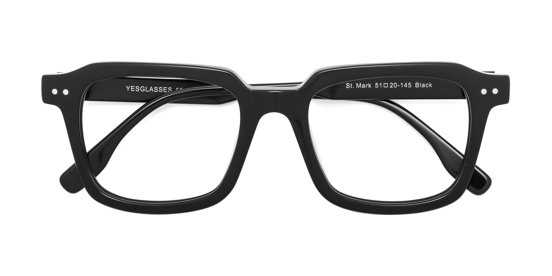 Folded Front of St. Mark in Black with Clear Reading Eyeglass Lenses