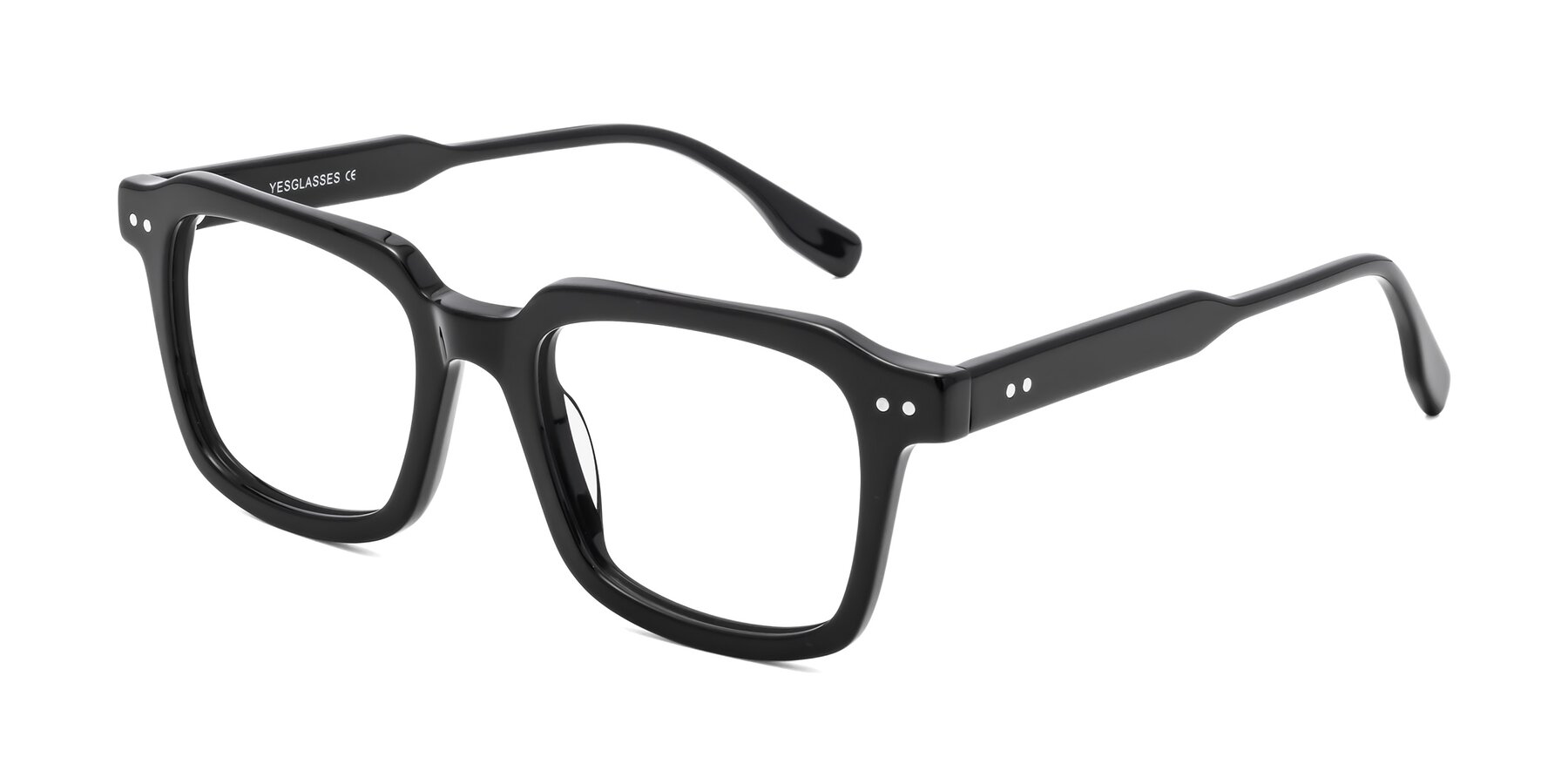 Angle of St. Mark in Black with Clear Reading Eyeglass Lenses