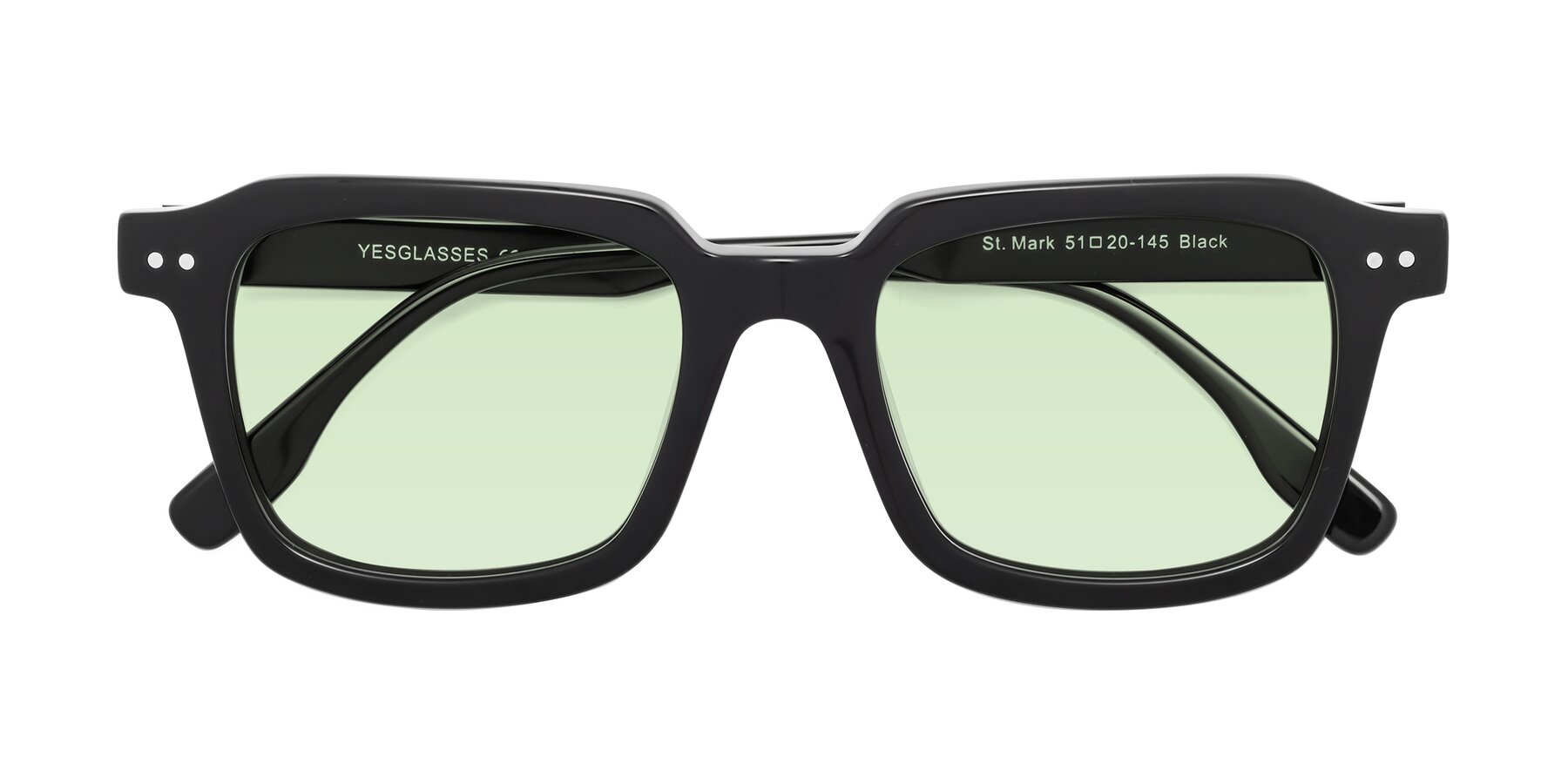 Folded Front of St. Mark in Black with Light Green Tinted Lenses