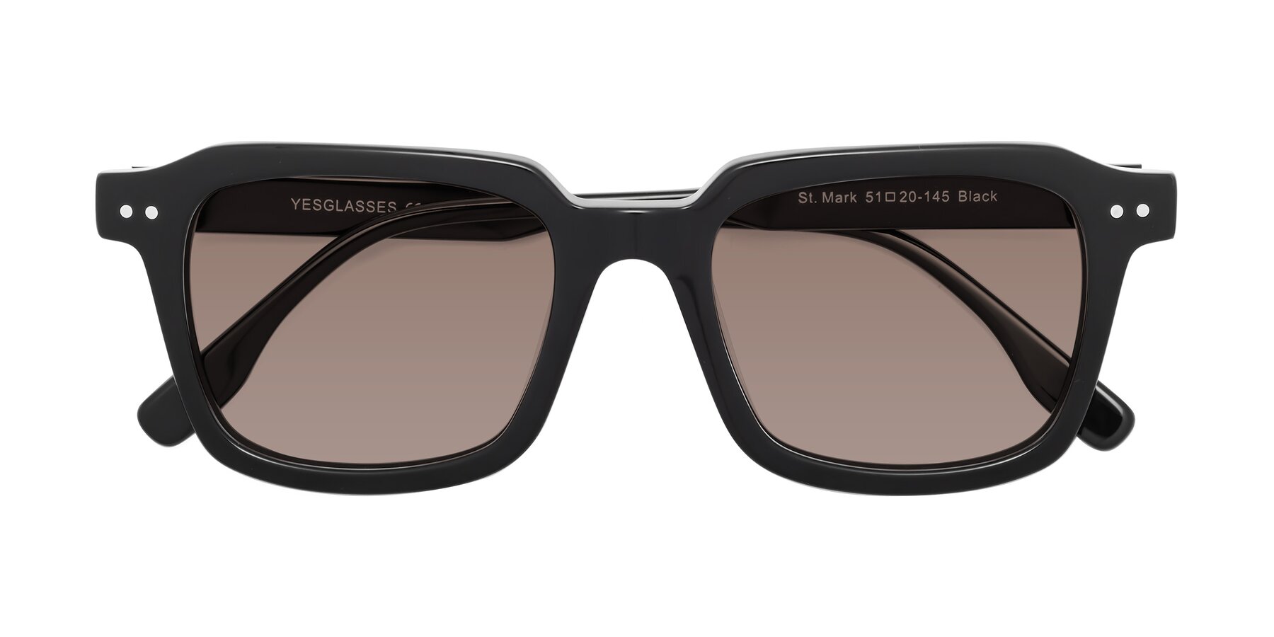 Folded Front of St. Mark in Black with Medium Brown Tinted Lenses