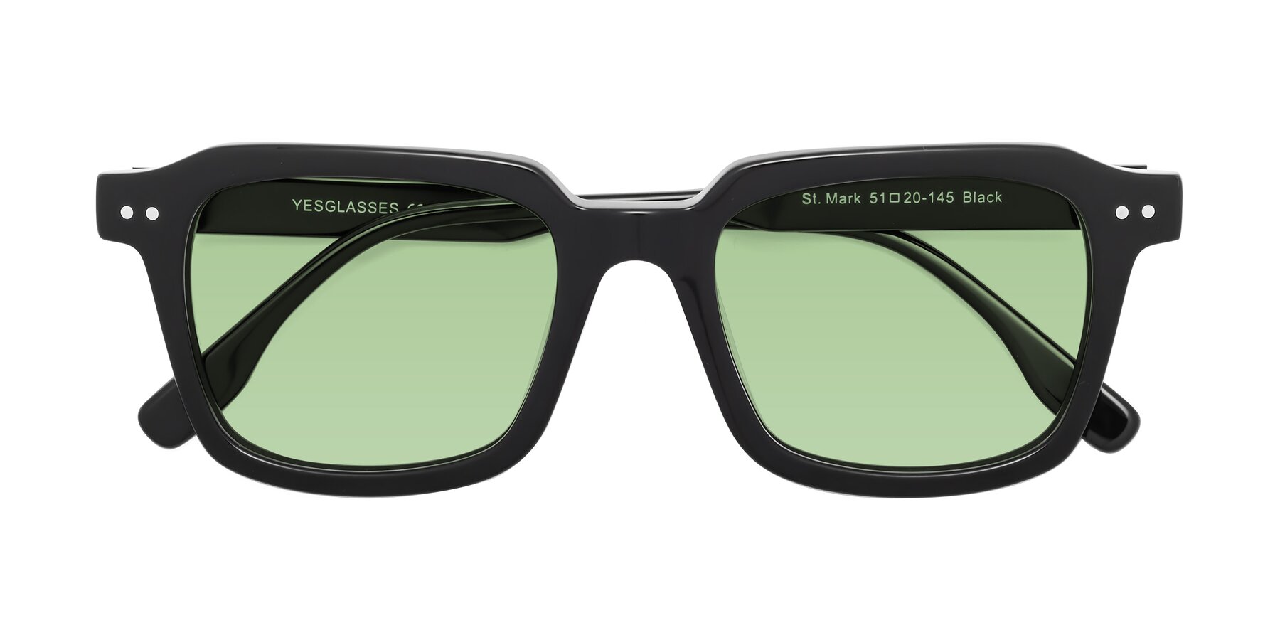 Folded Front of St. Mark in Black with Medium Green Tinted Lenses