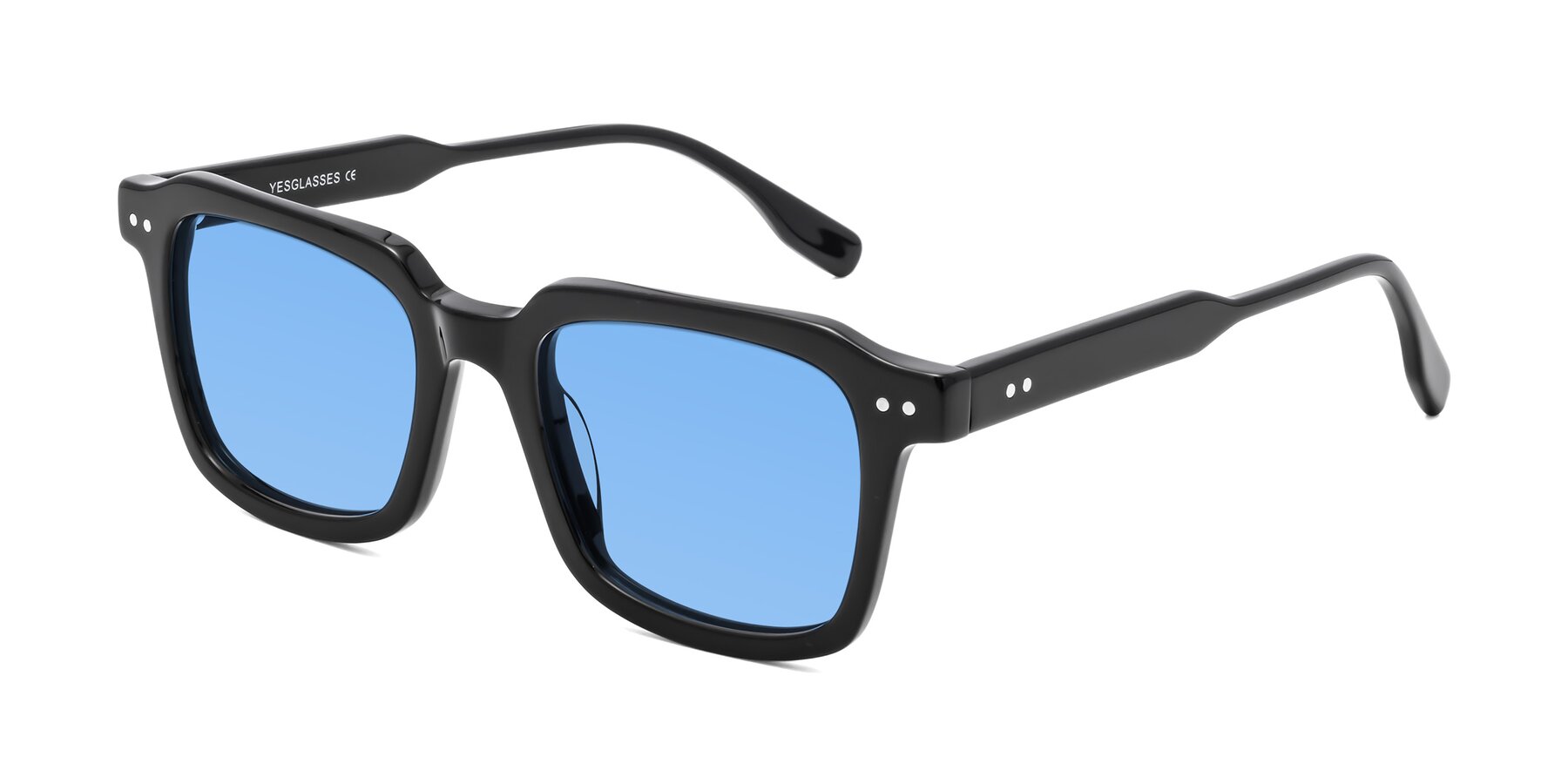 Angle of St. Mark in Black with Medium Blue Tinted Lenses