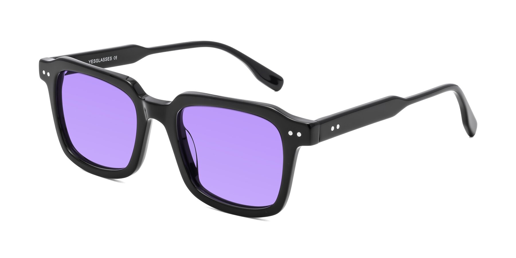 Angle of St. Mark in Black with Medium Purple Tinted Lenses